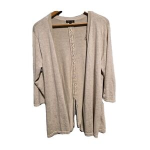 Lety & Me Beige 3/4 Sleeve Cardigan 1X Boho Corset Lace Back Lightweight Spring